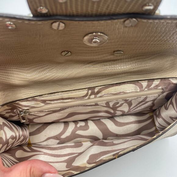 Vintage Y2K GUESS G Beige Shoulder Bag Purse Croc Embossed Bling G Purse Zebra - Picture 5 of 5